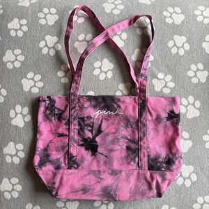 VS PINK Classic Canvas Zip Tote Bag Marble Hot Pink
